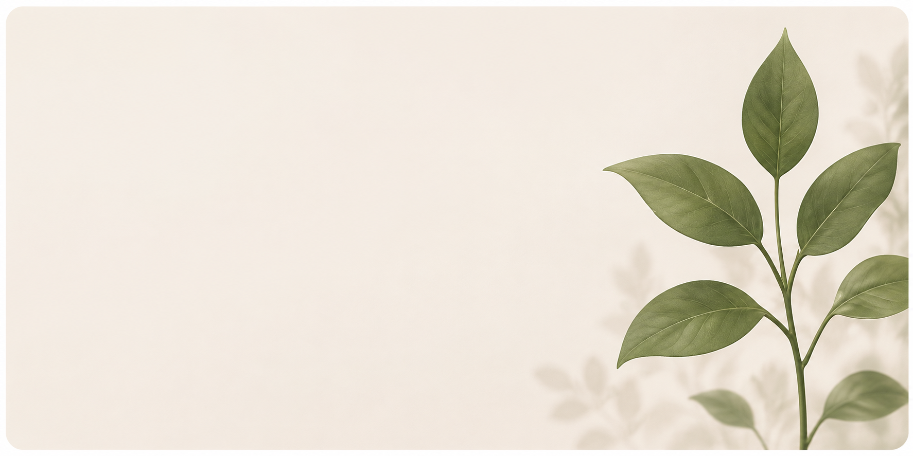 Soft green leaves on a warm cream background